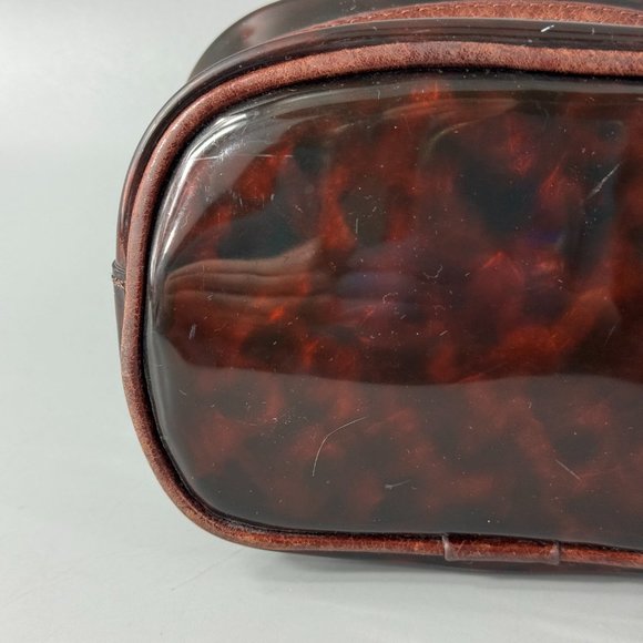 Tory Burch Clear Tortoise Shell PVC Small Zip Cosmetic Bag - Picture 6 of 14